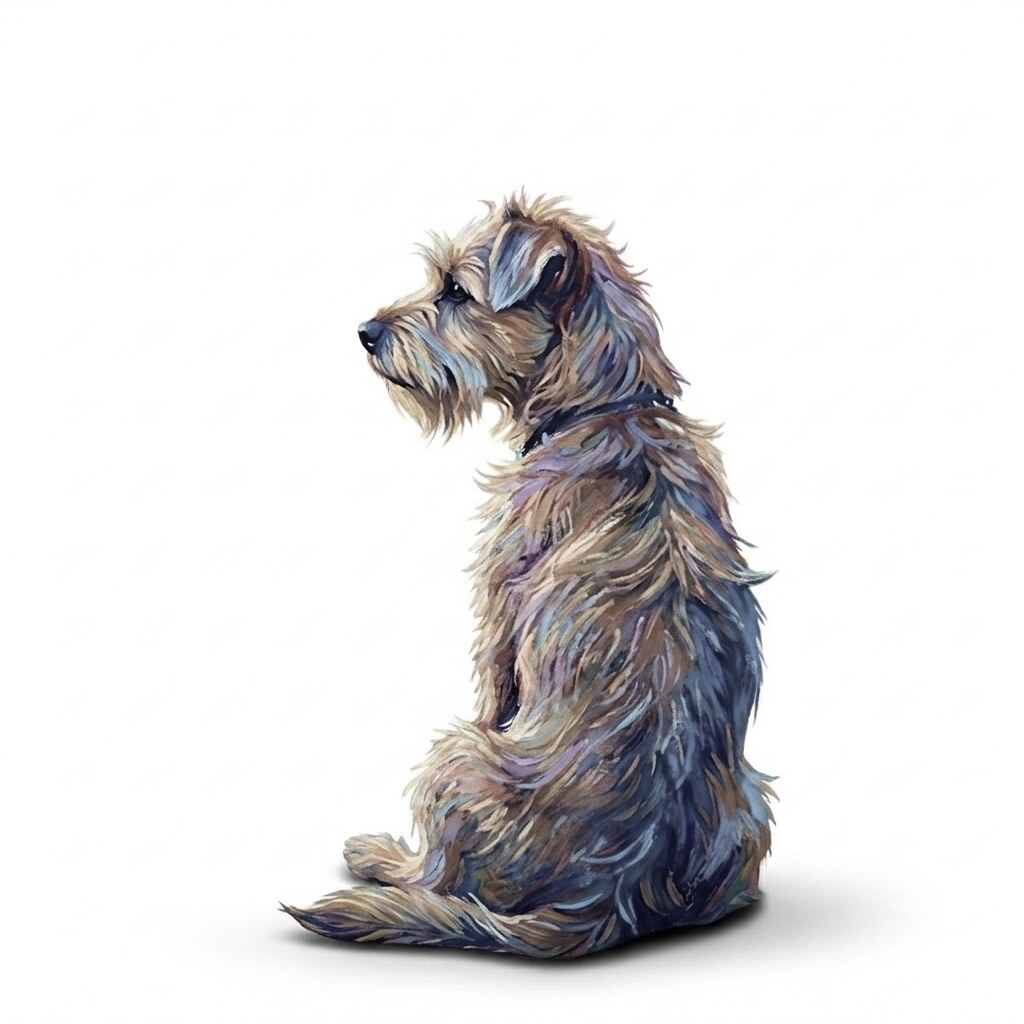 Shaggy wire-haired terrier portrait, side profile
